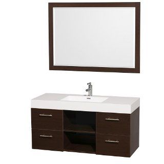 Wyndham Collection Stephanie 48" Wall Mounted Bathroom Vanity Set with Integrated Sink   Espresso    