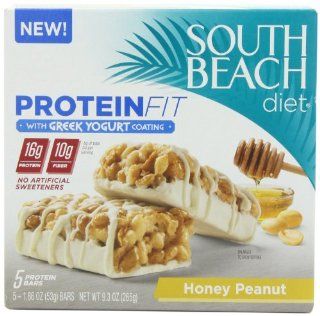South Beach Diet Honey Peanut with Greek Yogurt Coating Protein Fit Bar, 1.86 ounce 5 Count  Snack Food  Grocery & Gourmet Food