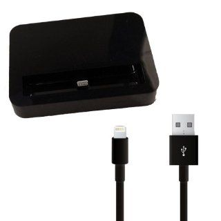 BargainAccessories Iphone 5 Dock Station + 8 Pin Sync Cable Data Sync & Charger Cradle Mount Docking Station Charging FOR IPHONE 5 5S 5G 5C IPAD NANO (BLACK) Cell Phones & Accessories