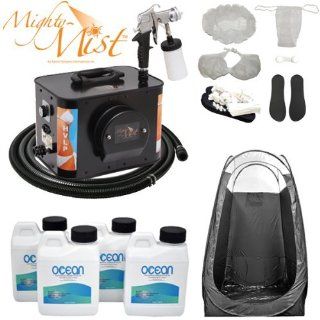 Apollo ECO 2 Mighty MistTM Tanning System (Model E2 110 5020 with T5020 Metal Mist Applicator) Professional High Performance 2 Stage Turbine HVLP Sunless Spray Tanning System that includes, Ocean Sunless Tanning Solution Variety Pack in 4 Ounce Bottles, Sp