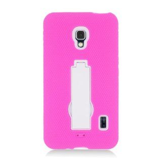 LF White Pink Armor Case With Kickstand, Lf Stylus Pen and Wiper For TracFone, StraightTalk, Net 10 Huawei Ascend Plus H881C Cell Phones & Accessories