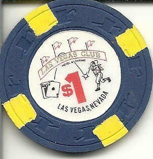 $1 las vegas club blue and yellow las vegas casino chip 