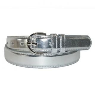 Womens Leather Dress Skinny Belt In Many Colors (Medium, Silver)
