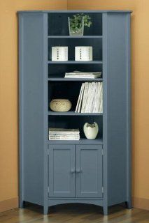 Hawthorne Bookcase W/ Cabinet Corner Distressed Blue  