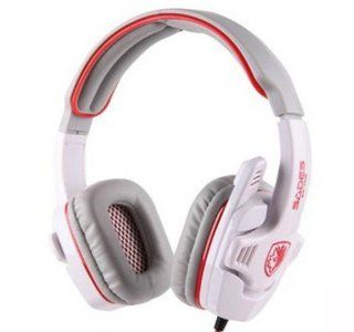 ZPS White Sades 7.1 Sound Track Pro Gaming Headset Blue LED Headset W/Omni Directional Mic Computers & Accessories