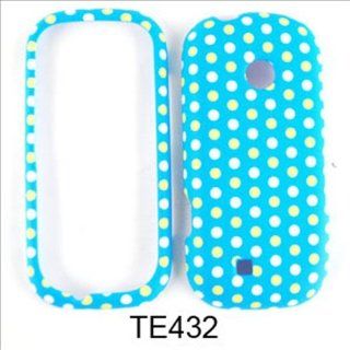 For LG Cosmos 2 VN251 Case Cover   White Yellow Dots on Light Blue Rubberized TE432 Cell Phones & Accessories