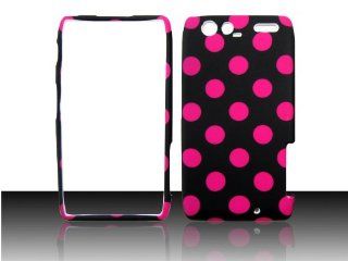 Verizon Motorola Droid Razr XT912 Pink Roseo Dots on Black Rubberized Hard Cover Case Snap on Cell Phones & Accessories