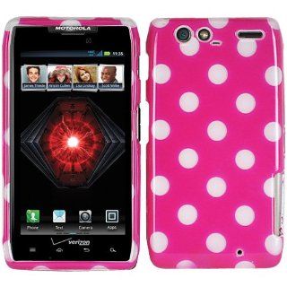 Hot Pink White Polka Dots Hard Case Cover For Motorola Droid Razr Maxx 912M 913 916 Razor Max with Free Pouch Cell Phones & Accessories
