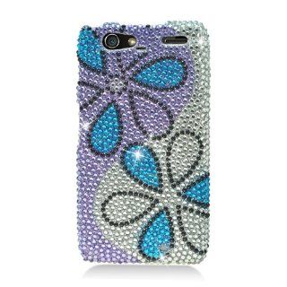 Eagle Cell PDMOTXT913S320 RingBling Brilliant Diamond Case for Motoroal Droid Razr Maxx XT913   Retail Packaging   Blue Flower Cell Phones & Accessories