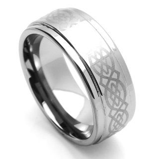 Tungsten Wedding Band Ring For Him For Her 9MM Comfort Fit Laser Engraved Celtic Design Jewelry