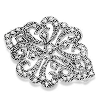 Geometric Heirloom Diamond Pin Antique Style Brooch 14K White Gold 0.25ctw Luxury Brooches And Pins Jewelry