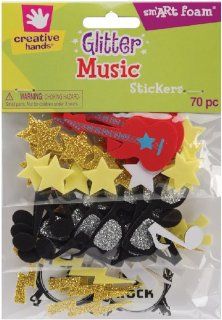 Fibre Craft 70 Pack Foam Glitter Stickers, Music