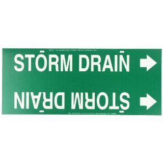 Brady 4132 G Brady Strap On Pipe Marker, B 915, White On Green Printed Plastic Sheet, Legend "Storm Drain" Industrial Pipe Markers