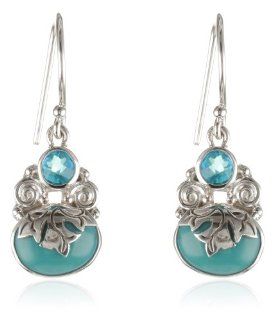 Sajen Sterling Silver Turquoise and Caribbean Quartz Earrings Jewelry