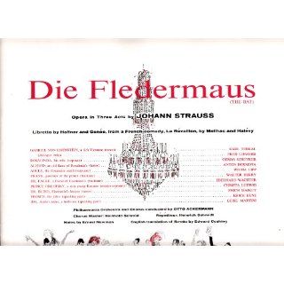 Die Fledermaus (The Bat) Opera in 3 Acts By Johann Strauss 2 lp Vinyl Records in Boxed Set with Libretto Johann Strauss, Otto Ackermann, Philharmonia Music