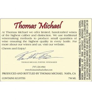 2009 Thomas Michael Chardonnay Sonoma Valley Helen's Vineyard 750 mL Wine