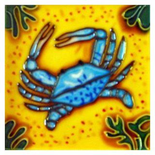 Blue Crab Decorative Ceramic Wall Art Tile 6x6  