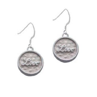 Love   Round Seal Silver French Charm Earrings Dangle Earrings Jewelry