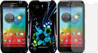 For Motorola Photon 4G LTE XT897 Hard Design Cover Case Blue Flower+LCD Screen Protector Cell Phones & Accessories