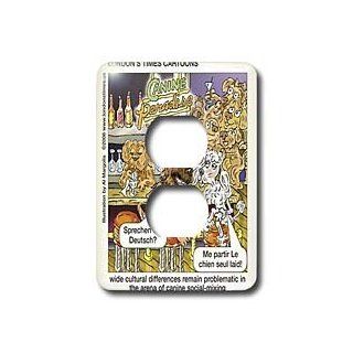 lsp_3412_6 Londons Times Funny Dogs Cartoons   Dog Cultural Barriers   German Shepard and French Poodle   Light Switch Covers   2 plug outlet cover   Electrical Outlet Covers  
