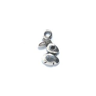 Shipwreck Beads Zinc Alloy Rabbit Charm, 9 by 16mm, Silver, 50 Pack