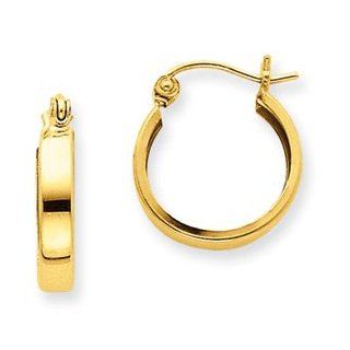 Polished 10k Yellow Gold Square Tube 1/2 Inch Hinged Post Hoop Earrings Jewelry