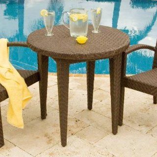Hospitality Rattan 9033305BLK Soho Patio Woven Dining Table 30" Round in Rehau Java Brown 9033305BLK  Patio, Lawn & Garden