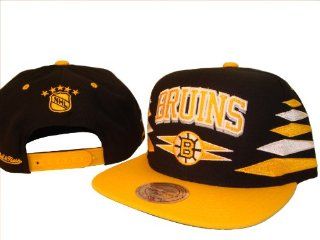 Boston Bruins Mitchell & Ness Black & Gold Adjustable Snap Back Baseball Cap Hat 