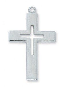 Solid .925 Sterling Silver Cross 24Ch&Bx Solid Sterling .925 Silver Christian Jewelry Cross Pendant Necklace Jewelry