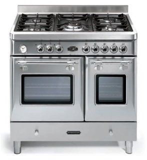 Fratelli Onofri FRRYC905D SS 36" 5 Sealed Burner Dual Fuel "Country French Royal Chiantishire" Home Range With 2 Ovens   Stainless Steel Finish Appliances