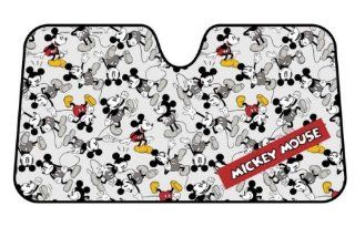 Mickey Mouse Classic Multiple Mickeys Color and Black and White Disney Car Truck SUV Front Windshield Sunshade   Accordion Style Automotive