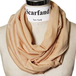 Scarfand's Light Weight Jersey Infinity Scarf (Beige) at  Mens Clothing store