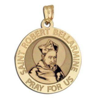Saint Robert Bellarmine Medal   3/4 inch size of a nickel  Solid 14K White Gold (19MM) Jewelry