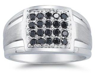 1/2 Carat Black Diamond Men's Ring in White Gold SZUL Jewelry
