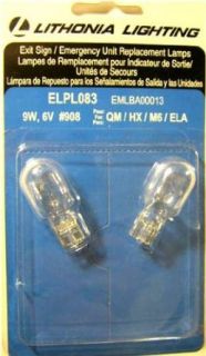 Lithonia Lighting ELPL083 Exit Sign Emergency Unit Replacement Lamps 9 watt 6 volt dc #908 wedge base   Led Household Light Bulbs  