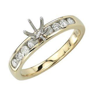 14K Yellow Gold 0.32ct I'm Blessed Shared Single Row Diamond Semimount Ring Jewelry