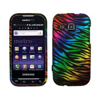 Black Blue Green Pink Purple Colorful Rainbow Zebra Rubberized Snap on Design Hard Case Faceplate for Metropcs Samsung Galaxy Indulge R910 Cell Phones & Accessories