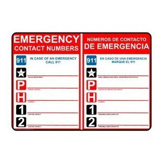 Emergency Contact Numbers 914 Bilingual Sign NHB 14095  Business And Store Signs 