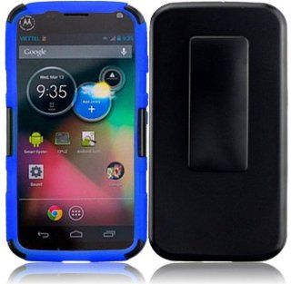 Motorola Moto X ( AT&T , T Mobile , Sprint , Verizon , US Cellular ) Phone Case Accessory Cool Blue Dual Protection Impact Hybrid Cover with Holster Combo with Built in Kickstand and Free Gift Aplus Pouch Cell Phones & Accessories