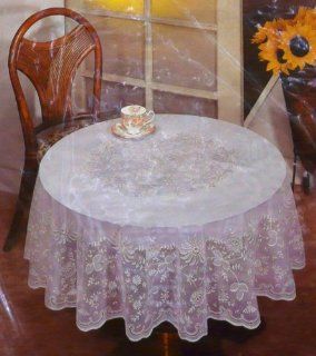 Round Lace Look 100% Vinyl Tablecloth   Easy to Clean (72" Round)  