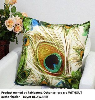 Fablegent XH2   Elegant Decorative Throw Pillow Cover   Peacock Feathers Design on Both Sides   Soft Velvet Fabric   Return shipping covered for continental US regions  