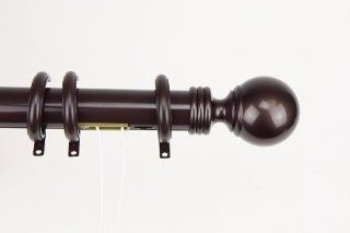 Decorative Traverse Curtain Rod w/ Rings, Ball Finial 66   120 inch   Cocoa   Window Treatment Single Rods
