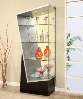 Global Furniture USA MV235 Display Unit with Mirror, Clear/Silver MDF/Black   Display Stands