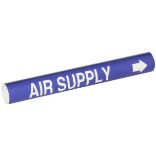 Brady 4160 B Bradysnap On Pipe Marker, B 915, White On Blue Coiled Printed Plastic Sheet, Legend "Air Supply" Industrial Pipe Markers