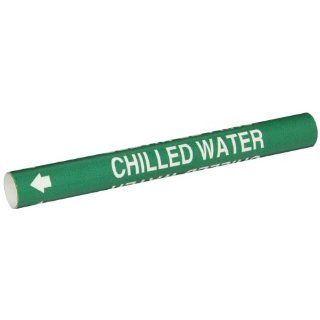 Brady 4022 A Bradysnap On Pipe Marker, B 915, White On Green Coiled Printed Plastic Sheet, Legend "Chilled Water" Industrial Pipe Markers