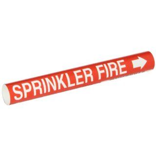 Brady 4127 B Bradysnap On Pipe Marker, B 915, White On Red Coiled Printed Plastic Sheet, Legend "Sprinkler Fire" Industrial Pipe Markers