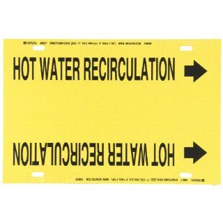 Brady 4080 F Brady Strap On Pipe Marker, B 915, Black On Yellow Printed Plastic Sheet, Legend "Hot Water Recirculation" Industrial Pipe Markers