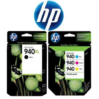 HP 940XL Black Ink Cartridge   C4906AN   with HP 940 Color Combo Pack   CN065FN   Includes Cyan, Magenta & Yellow ? For use in HP Officejet Pro 8000, All in One 8500 & 8500 Premier Electronics