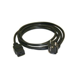 Interpower 86235030 Continental European AC Cord Set, Angled CEE 7/7 Plug Type, IEC 60320 C19 Connector Type, Black Plug Color, Black Cable Color, 16A Amperage, 250VAC Voltage, 2.5m Length