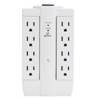 Globe Electric 7732301 Home Appliance 8 Outlet Swivel Surge Tap with LED Indicator Lights, White   Electrical Multi Outlets  